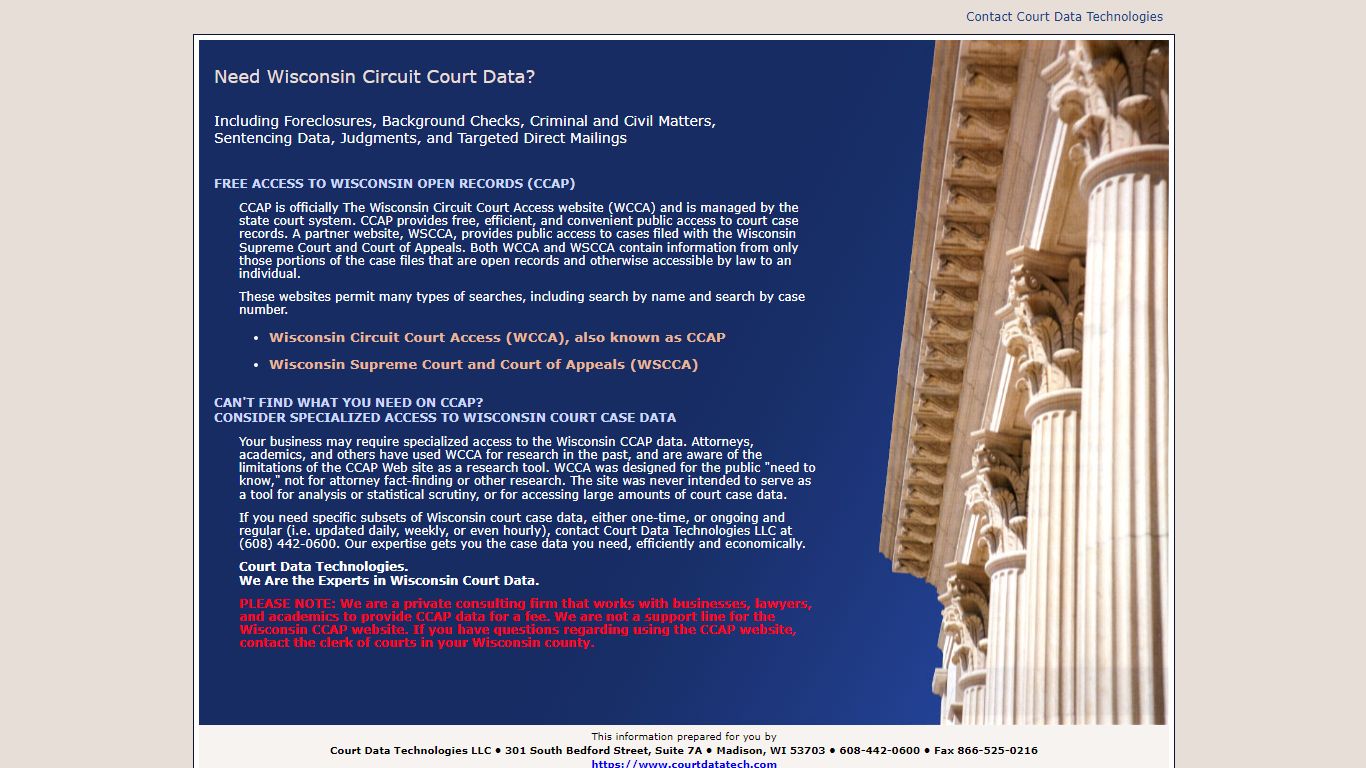 CCAP Data from Wisconsin Circuit Court, including foreclosures ...